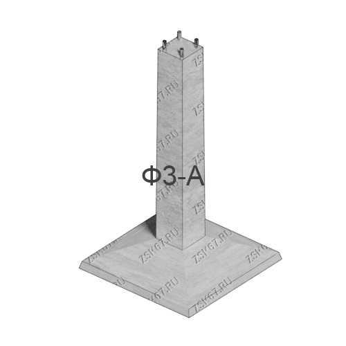 Фундамент Ф3-А по серии 3.407-115, стоимость 56760 рублей c НДС от производителя ООО ЗСК. Изделие шириной 210см., длиной 210см. и высотой 340см.