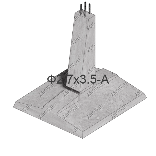 Фундамент Ф2.7х3.5-А по серии 3.407.1-144, стоимость 126840 рублей c НДС от производителя ООО ЗСК. Изделие шириной 270см., длиной 350см. и высотой 268см.